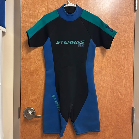 Stearns Shorty Medium Wetsuit Unisex Blue & Black Neoprene Short Sleeve Zip Up - Picture 1 of 9